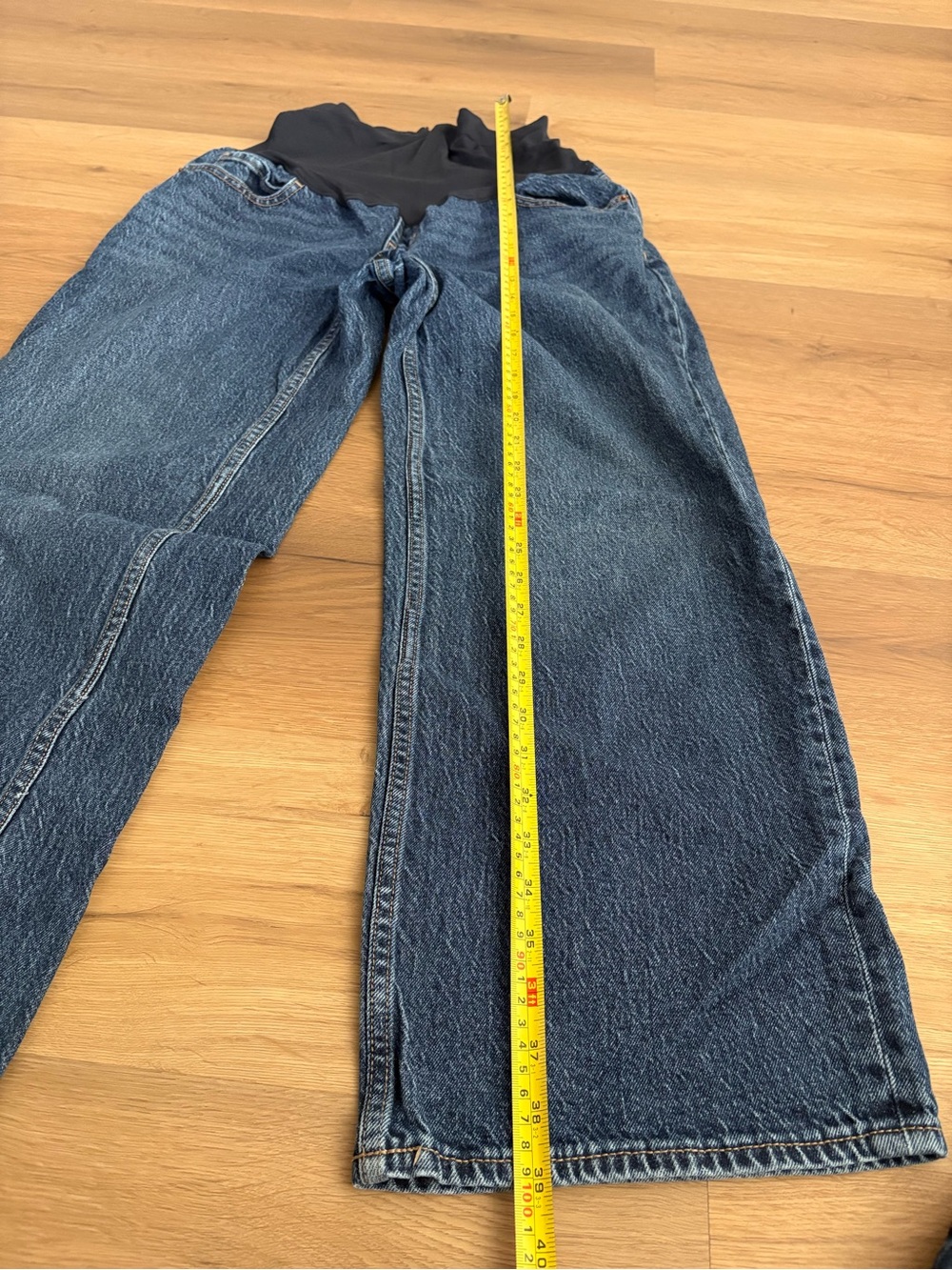 Maternity Wide Leg Dark Blue Stretch-Waist Jeans Old Navy Size 8 Short - Picture 6 of 8